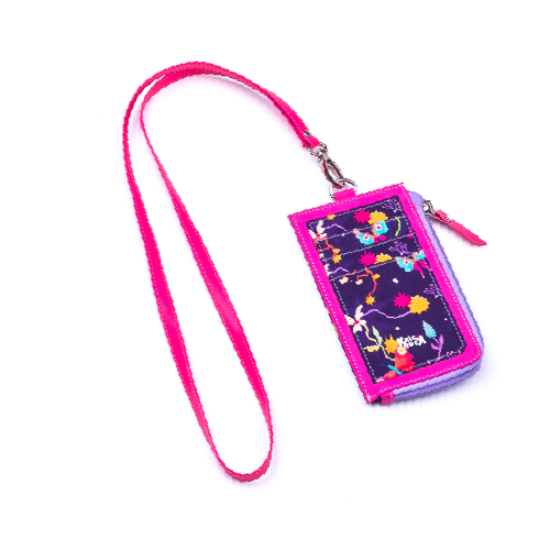 Zipper Id Card Wallet Bloem Pink Purple