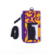 Load image into Gallery viewer, Zipper Id Card Wallet SMF Purple Yellow

