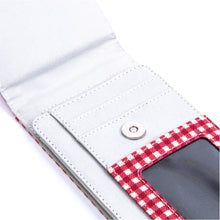 Load image into Gallery viewer, Phone Wallet Plaid Maroon
